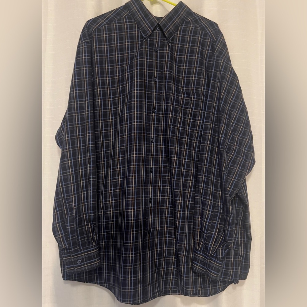 Roundtree & Yorke Navy & Yellow Long Sleeve Button Up Mens 3XL